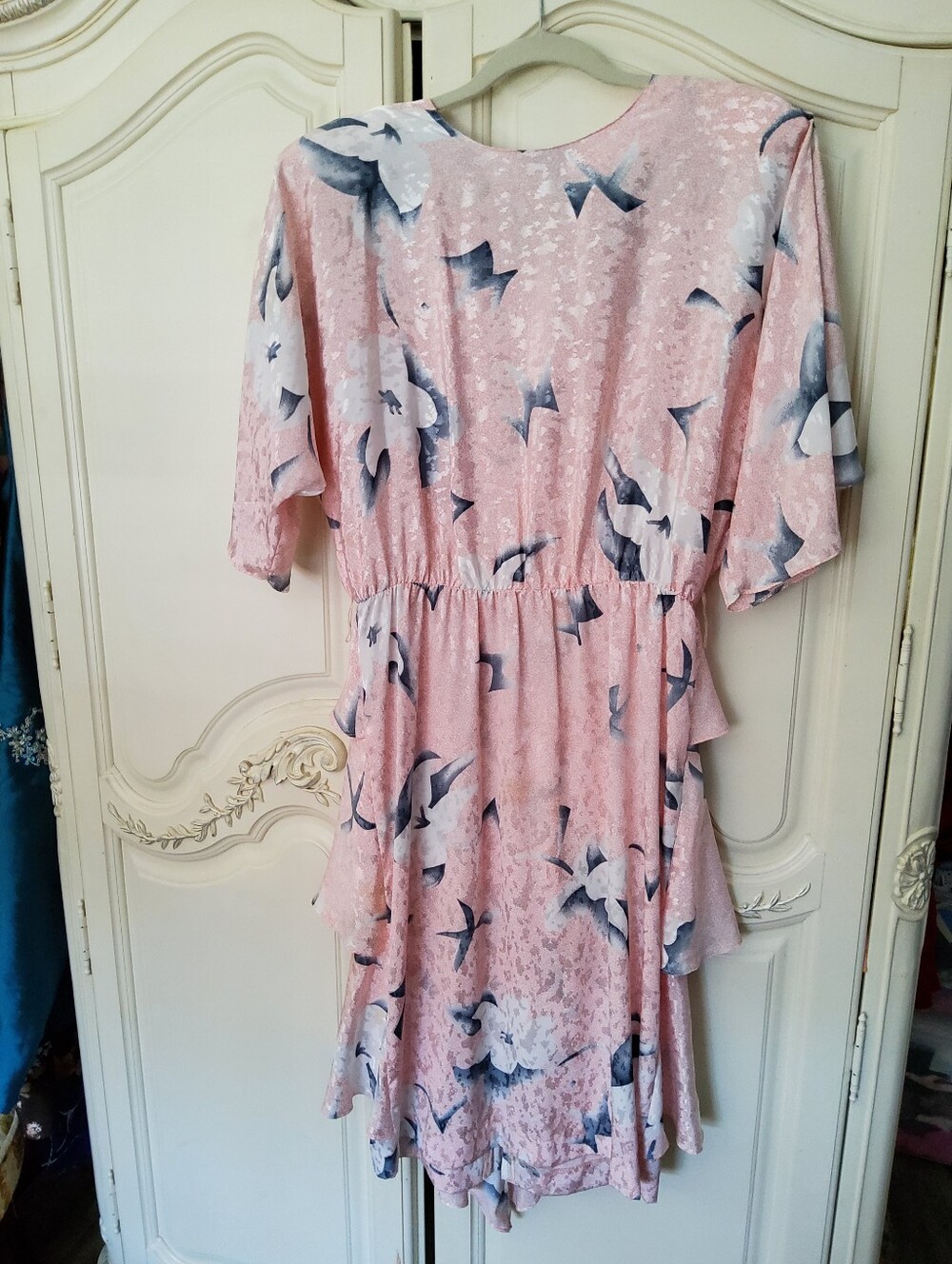 Vintage Mr. Mort Satin Dolman Ruffle Dress